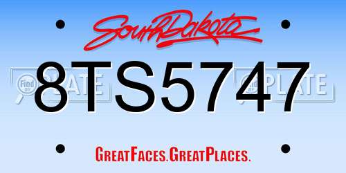 8TS5747 South Dakota License Plate