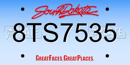 8TS7535 South Dakota License Plate