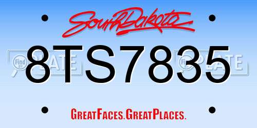 8TS7835 South Dakota License Plate