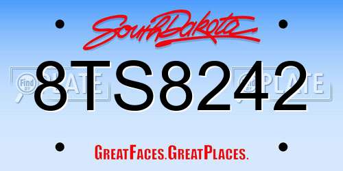 8TS8242 South Dakota License Plate
