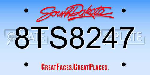 8TS8247 South Dakota License Plate