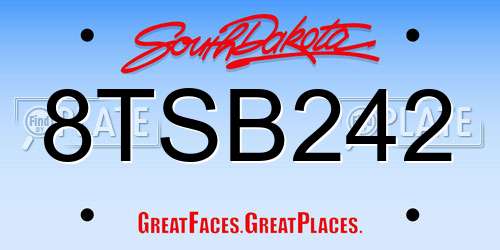 8TSB242 South Dakota License Plate