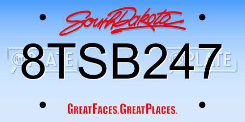 8TSB247 South Dakota License Plate