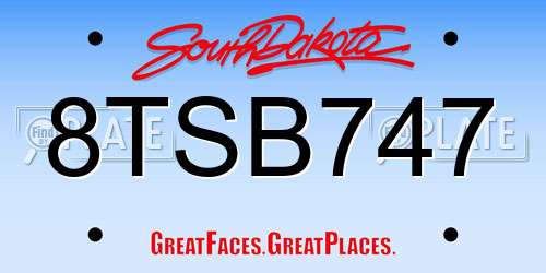 8TSB747 South Dakota License Plate