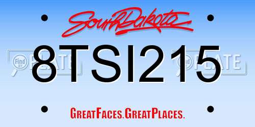 8TSI215 South Dakota License Plate
