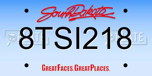 8TSI218 South Dakota License Plate