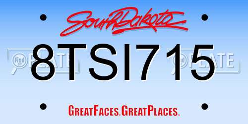 8TSI715 South Dakota License Plate