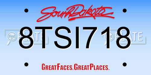 8TSI718 South Dakota License Plate