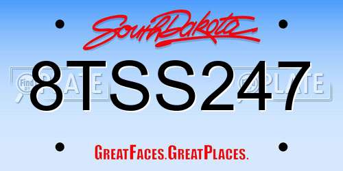 8TSS247 South Dakota License Plate