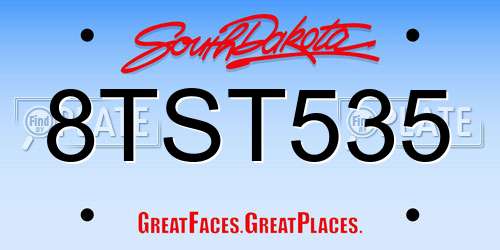 8TST535 South Dakota License Plate