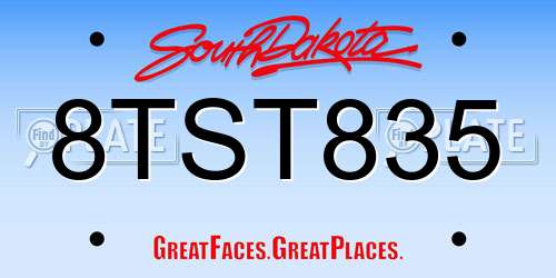 8TST835 South Dakota License Plate