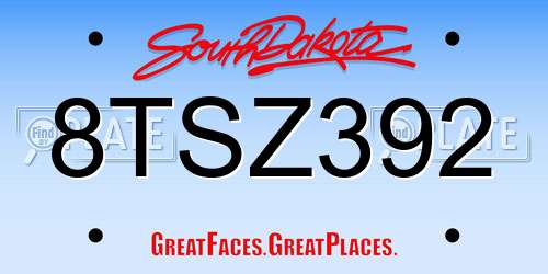 8TSZ392 South Dakota License Plate