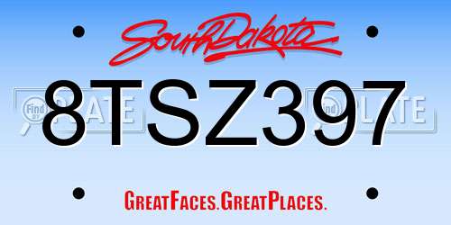 8TSZ397 South Dakota License Plate