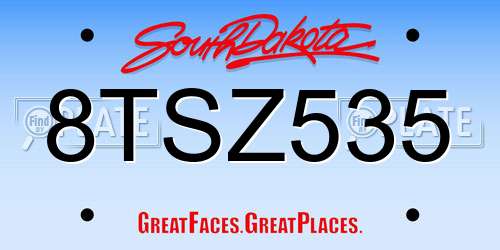8TSZ535 South Dakota License Plate