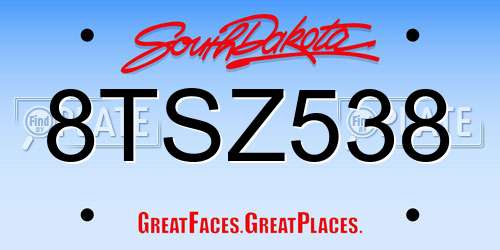 8TSZ538 South Dakota License Plate