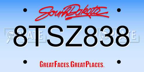 8TSZ838 South Dakota License Plate