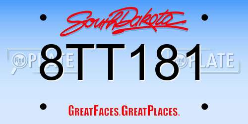 8TT181 South Dakota License Plate