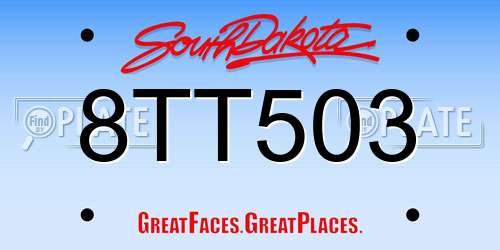 8TT503 South Dakota License Plate