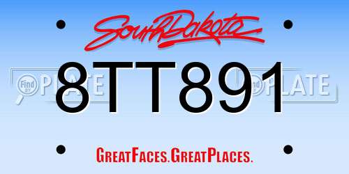 8TT891 South Dakota License Plate