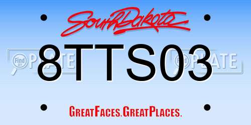 8TTS03 South Dakota License Plate