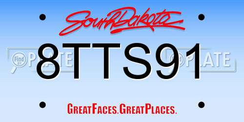 8TTS91 South Dakota License Plate