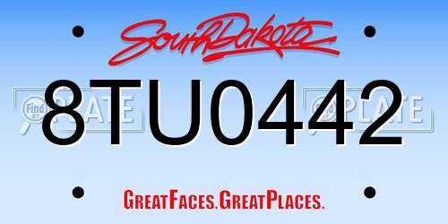 8TU0442 South Dakota License Plate