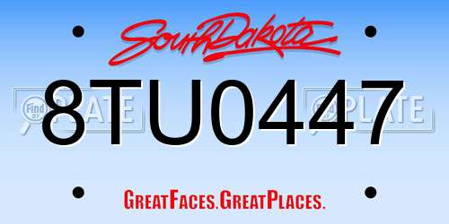 8TU0447 South Dakota License Plate