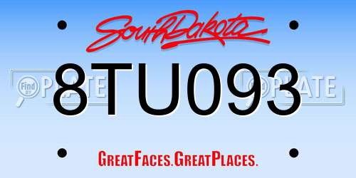8TU093 South Dakota License Plate
