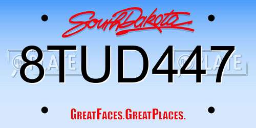 8TUD447 South Dakota License Plate