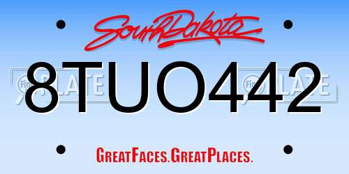 8TUO442 South Dakota License Plate