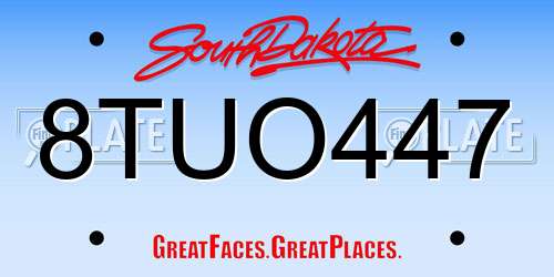 8TUO447 South Dakota License Plate