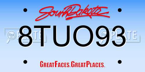8TUO93 South Dakota License Plate