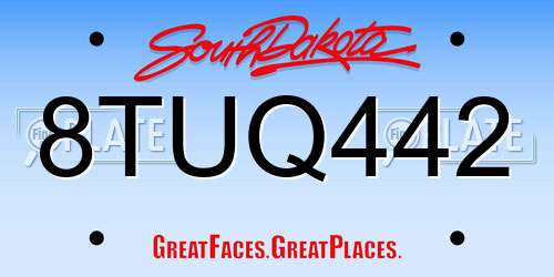 8TUQ442 South Dakota License Plate