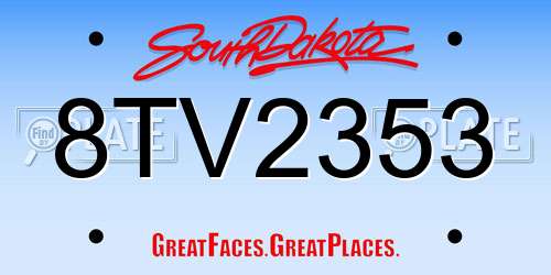 8TV2353 South Dakota License Plate
