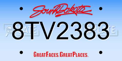 8TV2383 South Dakota License Plate