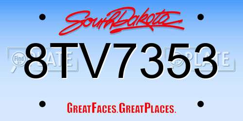 8TV7353 South Dakota License Plate