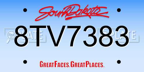 8TV7383 South Dakota License Plate
