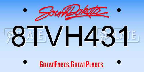 8TVH431 South Dakota License Plate