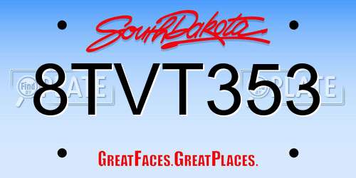 8TVT353 South Dakota License Plate