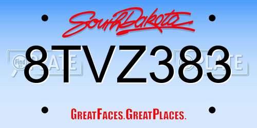 8TVZ383 South Dakota License Plate