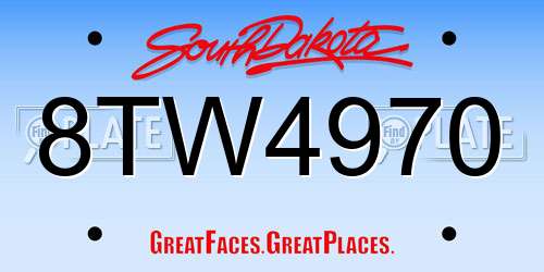 8TW4970 South Dakota License Plate