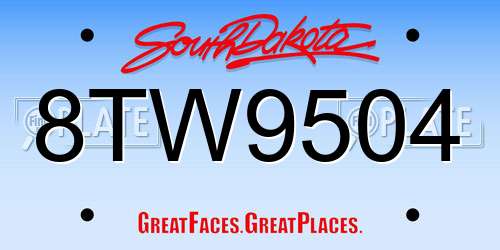 8TW9504 South Dakota License Plate