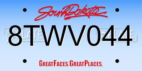 8TWV044 South Dakota License Plate