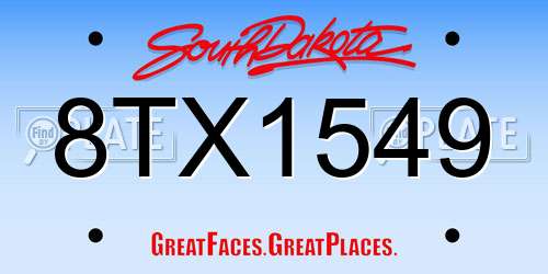 8TX1549 South Dakota License Plate