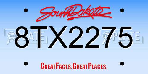 8TX2275 South Dakota License Plate