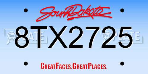 8TX2725 South Dakota License Plate