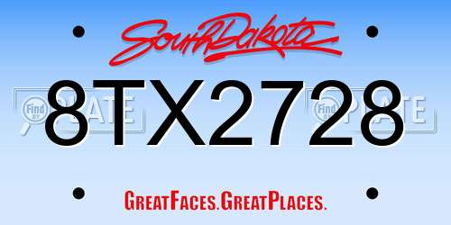 8TX2728 South Dakota License Plate