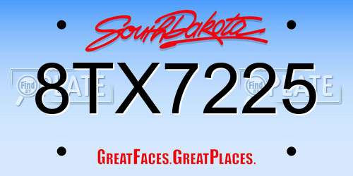 8TX7225 South Dakota License Plate