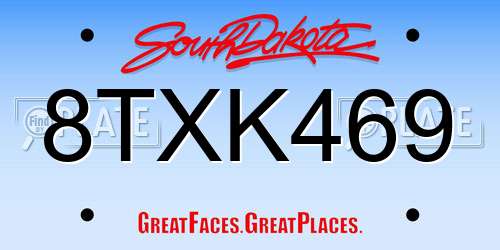 8TXK469 South Dakota License Plate