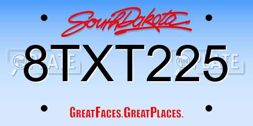 8TXT225 South Dakota License Plate